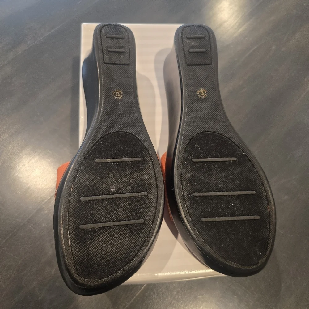 Cabin Creek Paloma Orange Wedge Slides Size 8.5